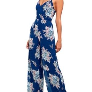 Lulu's Navy Floral Jumpsuit - brand new